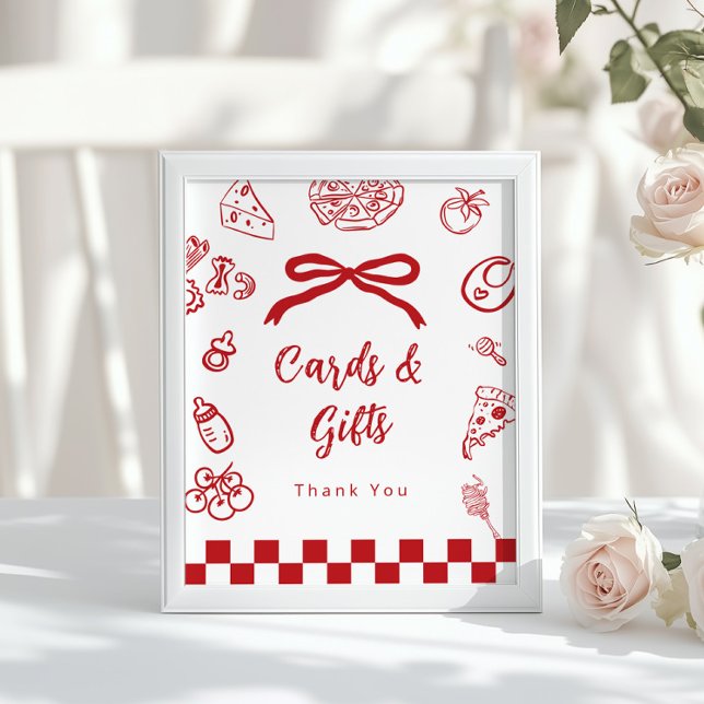 Cards and gifts Whimsical Bow Pizza Baby Shower Poster (Von Creator hochgeladen)