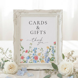 Cards and Gifts Wildflower Wedding Sign Poster