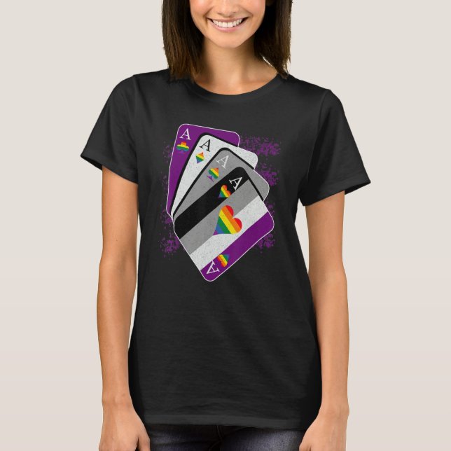 Cards Asexual Heart Rainbow LGBT LGBTQ Pride T-Shirt (Vorderseite)