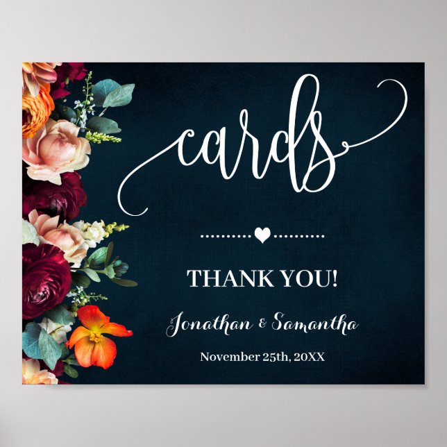 Cards Brautparty Wedding Navy Weinzeichen Poster (Vorne)