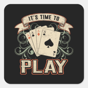 Cards Card Playing Day Poker Ace Casino Game Gift Quadratischer Aufkleber