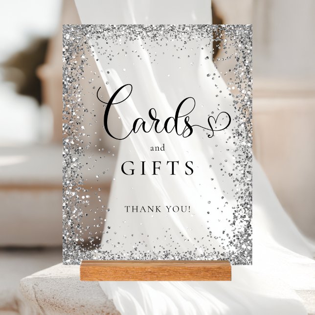 CARDS & GIFTS Silver Glitter Bridal Shower  Acrylschild (CARDS & GIFTS Silver Glitter Bridal Shower Acrylic Sign)