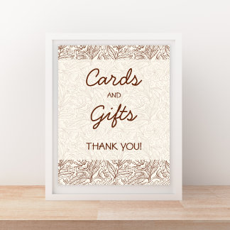 Cards & Gifts Warm Brown Floral Handwritten Font Poster