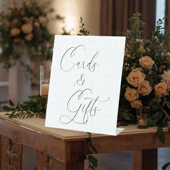 Cards & Gifts Wedding Sign | Elegant Script  Sockelschild (Cards & Gifts Wedding Sign)