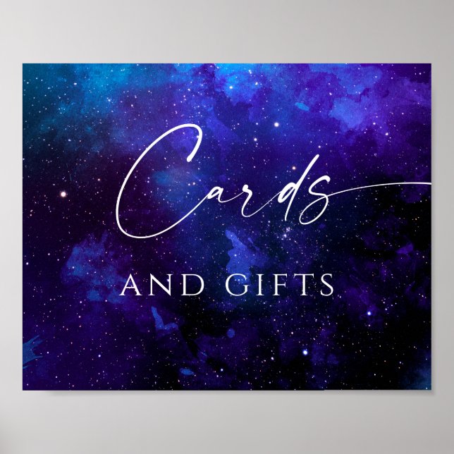 Cards & Gifts Wedding Sign | Galaxy Starry Night  Poster (Vorne)