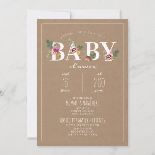 Cardstock  Bloral Baby Dusche Einladung