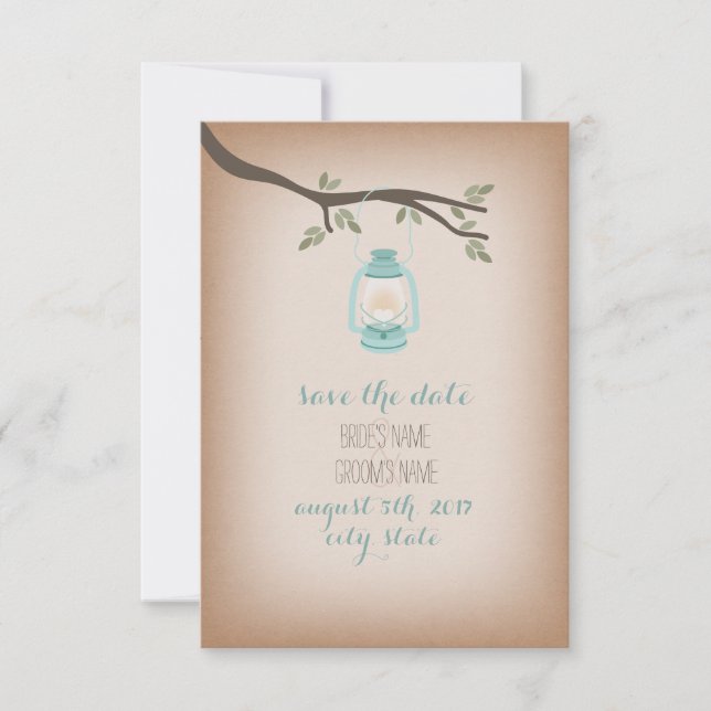 Cardstock Inspiriert Blaue Laterne Save the Date (Vorderseite)