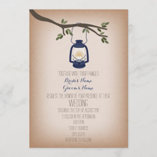 Cardstock Inspiriert Blue Camping Lantern Wedding Einladung