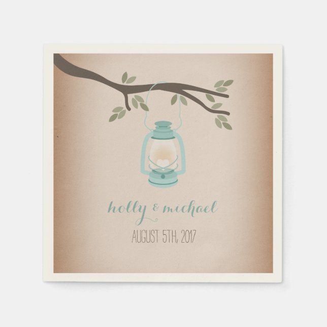 Cardstock Inspiriert Light Blue Camping Lantern Serviette (Vorderseite)