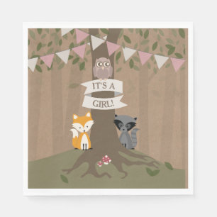 Cardstock Inspiriert Woodland Babydusche - Mädchen Serviette