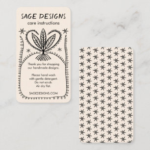 CARE ANWEISUNGEN Boho Whimsical Line Art Visitenkarte