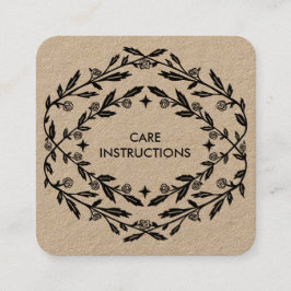 CARE ANWEISUNGEN Chic Elegant Rose Rahmen Kraft Quadratische Visitenkarte