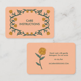 CARE ANWEISUNGEN Chic Elegante Rose Rahmen Blumenm Visitenkarte