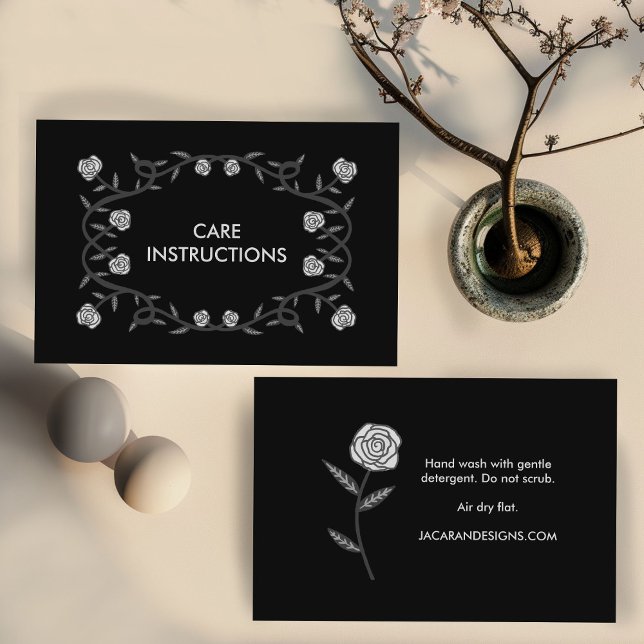 CARE ANWEISUNGEN Chic Elegante Rose Rahmen Blumenm Visitenkarte (CARE INSTRUCTIONS Chic Elegant Rose Frame Floral Business Card
)
