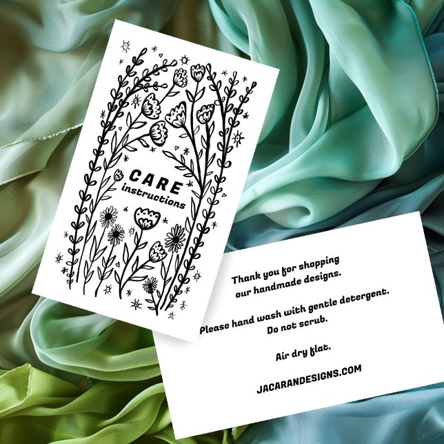 CARE-ANWEISUNGEN Niedlicher eleganter Wildblume-Ra Visitenkarte (CARE INSTRUCTIONS Cute Elegant Wildflower Frame Business Card
)
