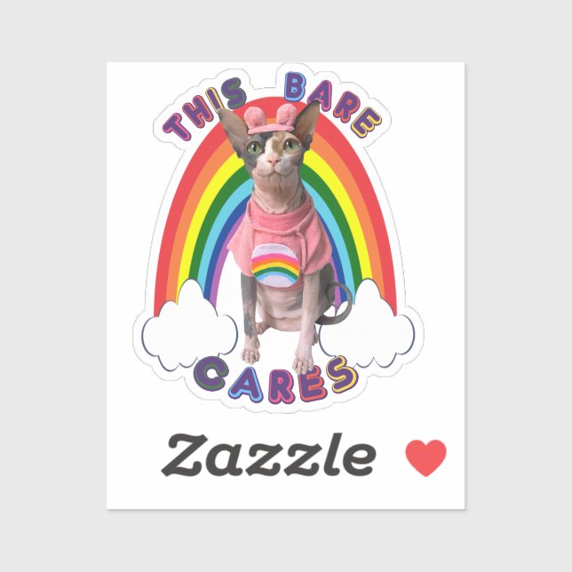 Care Bare Pride Sphynx Kat Rainbow Sticker (Blatt)