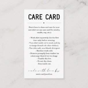 Care Card, hausgemachte Kerzen Shirt Schmuck Tumbl Begleitkarte