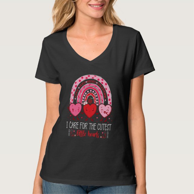 Care For Cutest Little Hearts CNA Nurse Valentines T-Shirt (Vorderseite)
