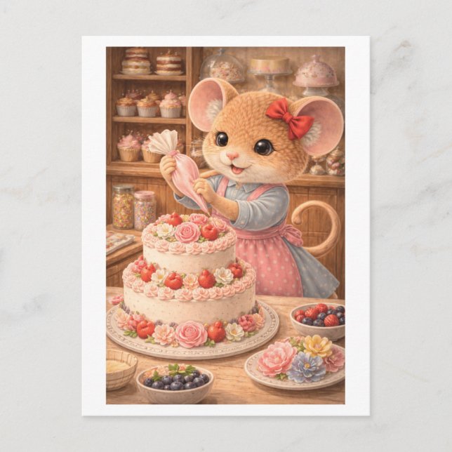Career Mouse as Cake Decorator Postkarte (Vorderseite)