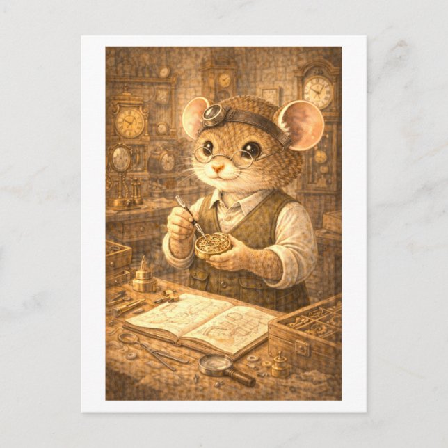 Career Mouse as Clock Maker Postkarte (Vorderseite)