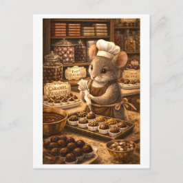Career Mouse in Chocolate Shop Postkarte
