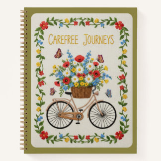 Carefree Journeys Embroidered Vintage Bicycle  Notizbuch