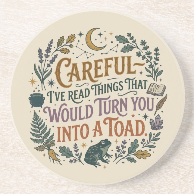 Careful I've Read Things Funny Book Witch Quote  Getränkeuntersetzer (Vorne)