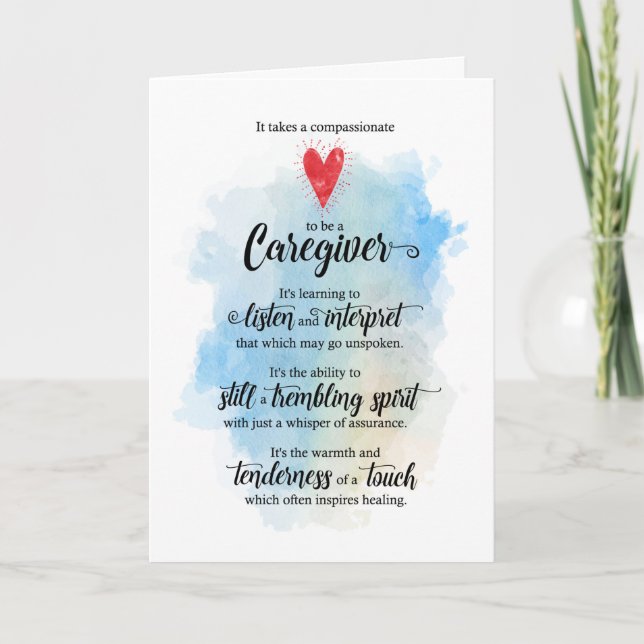 Caregiver Typographic Watercolor Thank You Karte (Vorderseite)