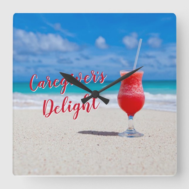 Caregiver's Delight Acrylic Wall Clock Quadratische Wanduhr (Vorderseite)