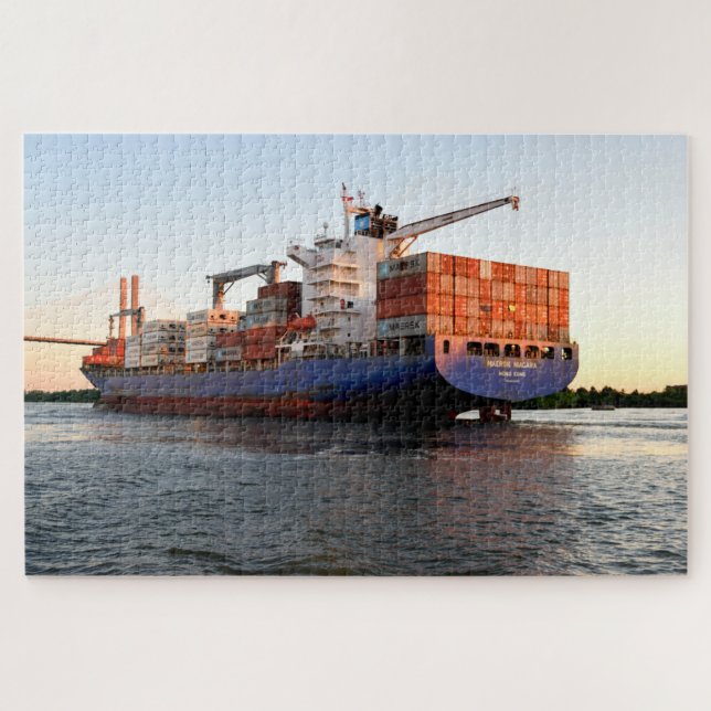 Cargo Ship at Savannah, Georgia River Puzzle (Horizontal)