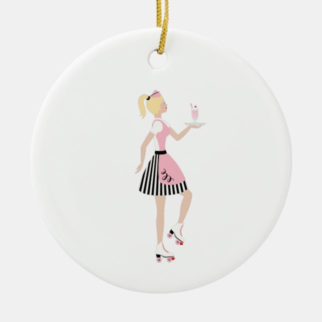 Carhop Girl Keramik Ornament (Vorne)