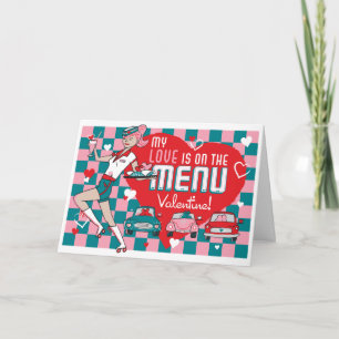 Carhop Retro Drive-In Valentine Card - Anpassbar Feiertagskarte