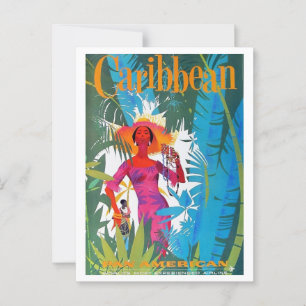 Caribbean Airlines Reise Retro Inspiriert Postkarte