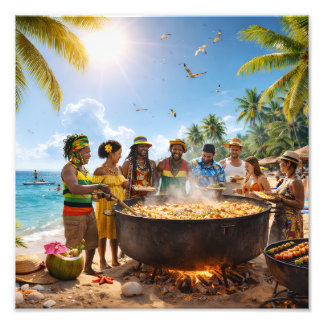 Caribbean Beach Feast Under the Golden Sun Fotodruck