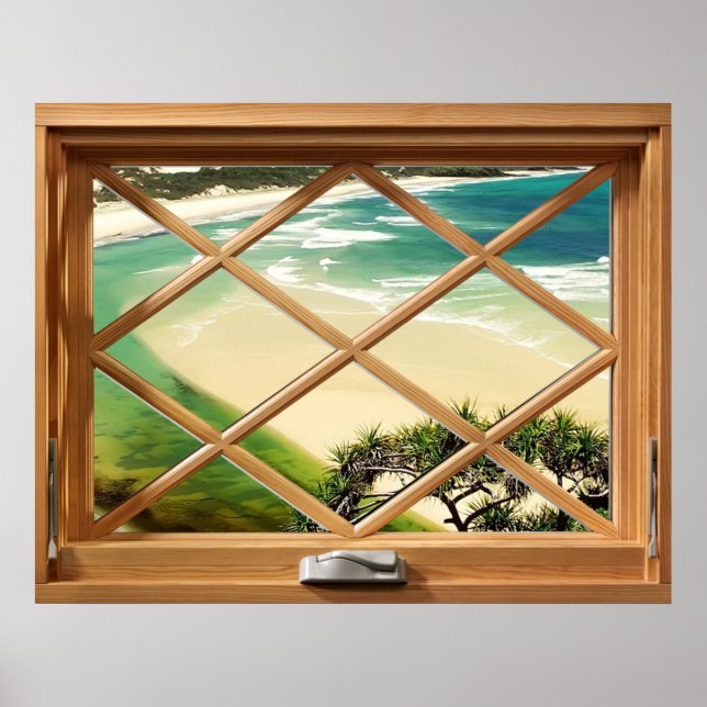 Caribbean Beach - Green Sea View Imitate Fake Wind Poster (Vorne)