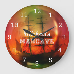 Caribbean Beach Mancave Beer Große Wanduhr