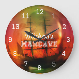 Caribbean Beach Mancave Bier Große Wanduhr