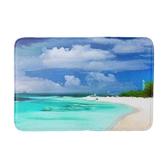 Caribbean Beach mit Deep Blue Summer Sky Badematte (Vorderseite)