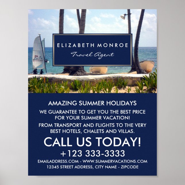 Caribbean Beach, Travel Agent Advertising Poster (Vorne)