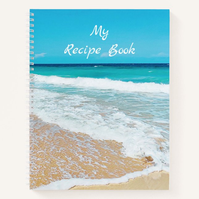 Caribbean Beach Waves in Aruba Recipe Book Notizbuch (Vorderseite)