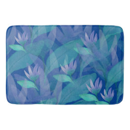 Caribbean Blue Green Watercolor Purple Blumen Badematte