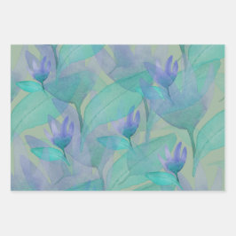 Caribbean Blue Green Watercolor Wonder Blume Geschenkpapier Set