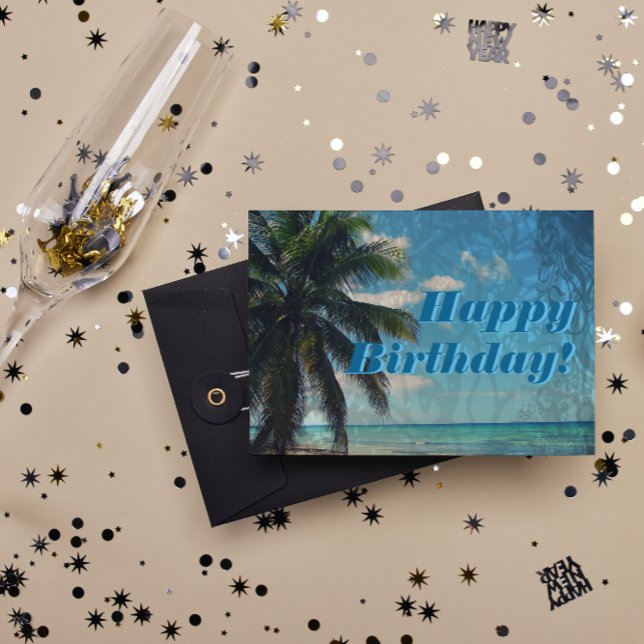 Caribbean Blue Happy Birthday Karte (Von Creator hochgeladen)
