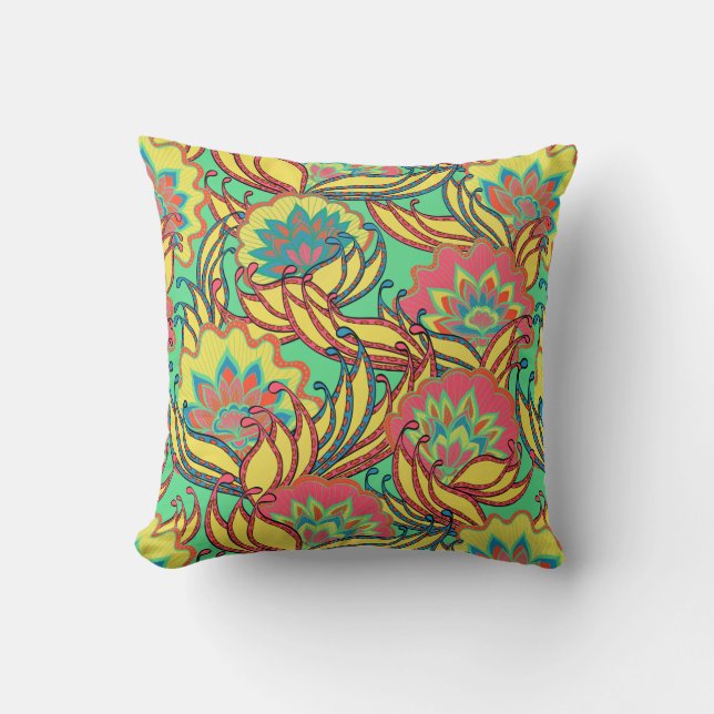 Caribbean Colors Boho Floral Kissen (Vorderseite)