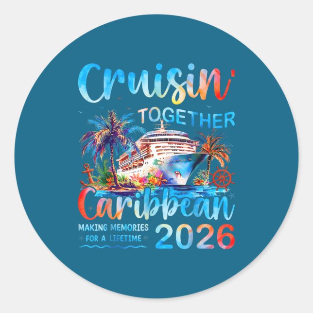 Caribbean Cruise 2026 Family Vacation Cruisin’ Tog Runder Aufkleber (Vorderseite)