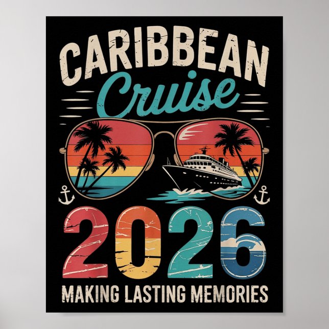 Caribbean Cruise 2026 Vacation Trip Matching Famil Poster (Vorne)