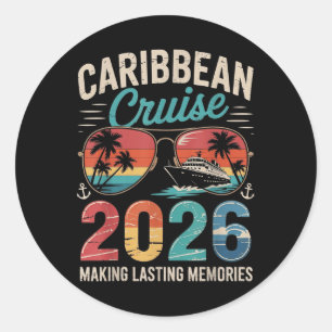 Caribbean Cruise 2026 Vacation Trip Matching Famil Runder Aufkleber