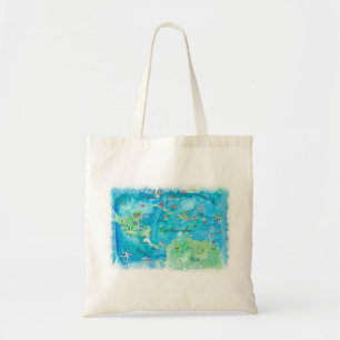 Caribbean Cruise Travel Poster Karte Antillen West Tragetasche