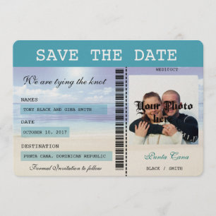 Caribbean Dreamz Boarding Pass Save the Date