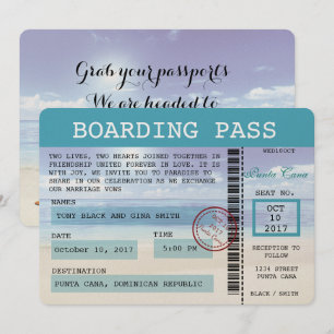 Caribbean Dreamz Wedding Boarding Pass Einladung
